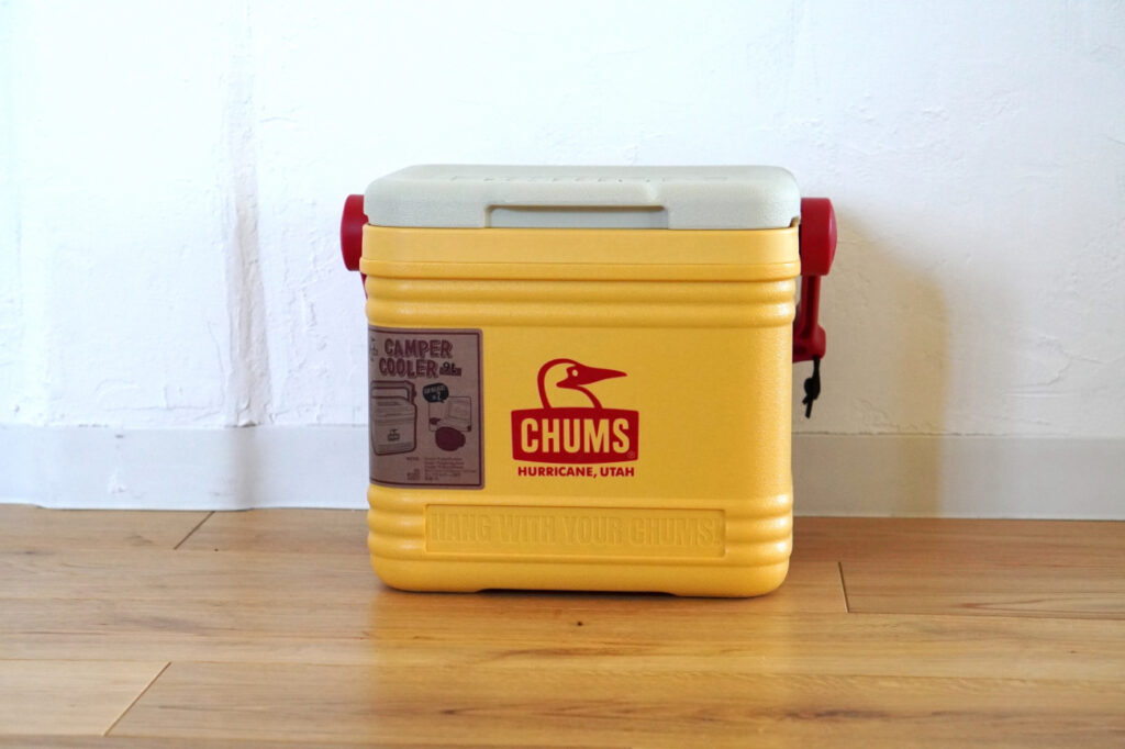 チャムスキャンパークーラー9Lのイエローとグレーのレトロデザイン