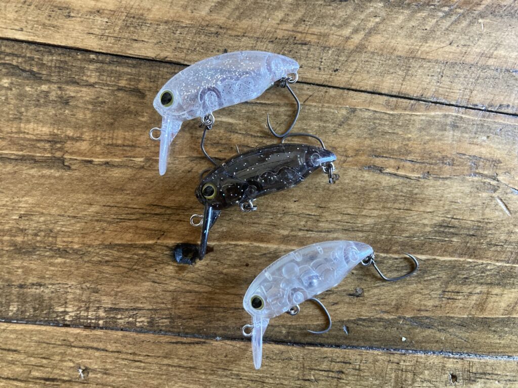 デカミッツドライの実績カラー3種（クリア・ダイゴスケピン・ヤスノクリブラ）。トップウォーターで特に釣果が出たカラーラインナップ