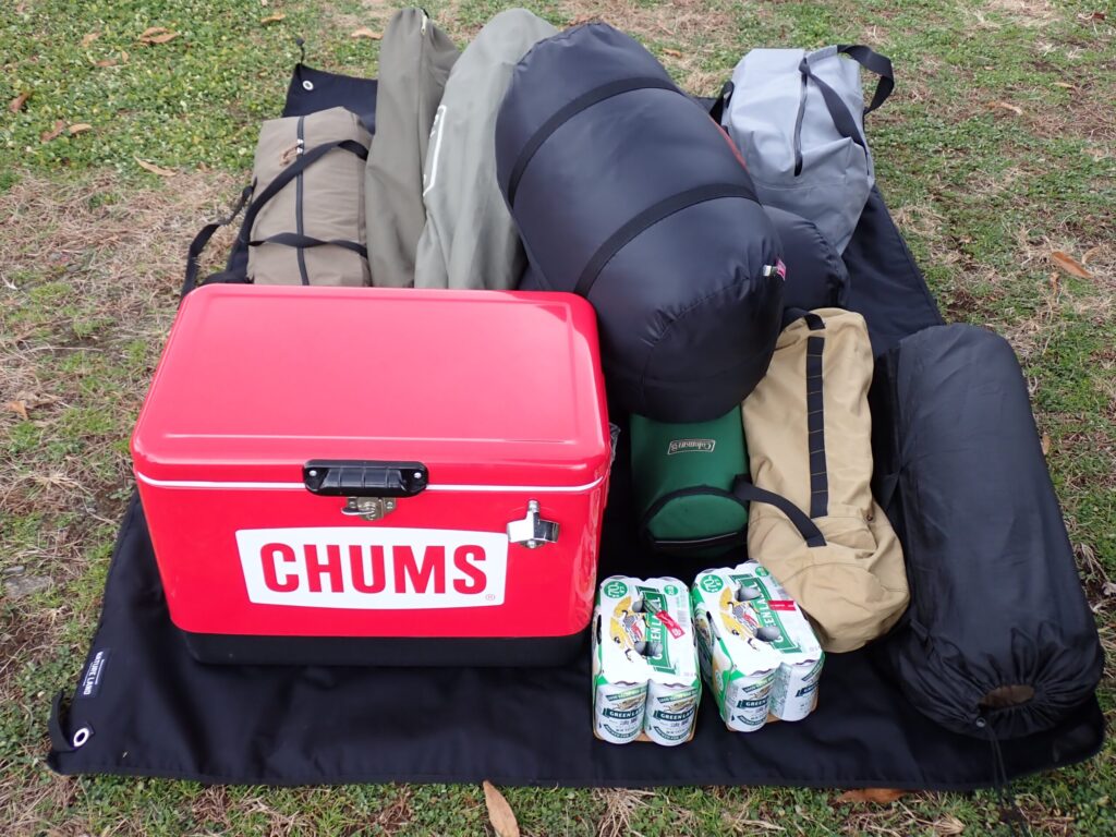 持っていったキャンプギアの一部を写した写真